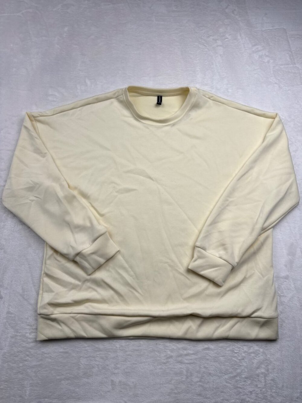Lazypants Womens Cream Long-Sleeve Crewneck Sweatshirt XL Relaxed Fit